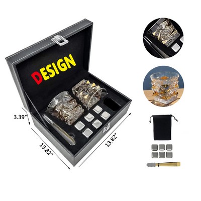 Stainless Steel Chilling Stones Whiskey Glass Set